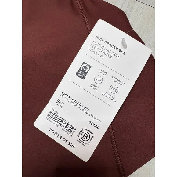NWT Athleta Flex Spacer Sports Bra D-DD Maroon-sz Medium - Picture 3 of 5